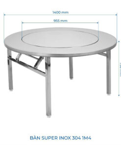 Bàn tròn inox 1m4 (304) xếp thái